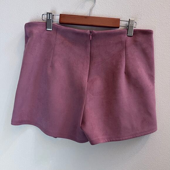Blue Blush Shorts Skort Tea Rose Pink Micro Suede Mini Skirt Overlapped Stretchy - Picture 2 of 5